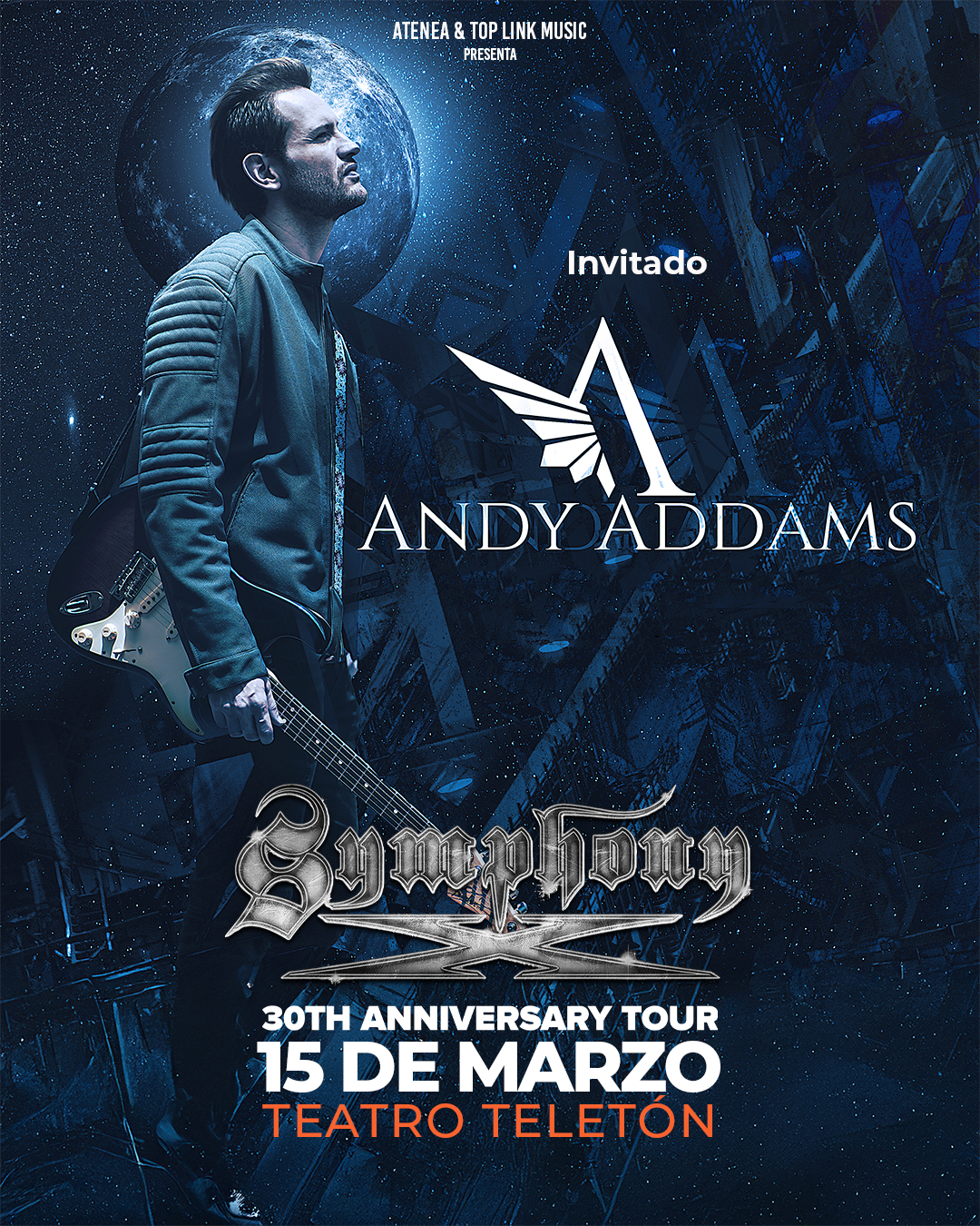 Guitarrista colombiano Andy Addams se suma al concierto de Symphony X en Chile