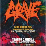GRAVE DEBUTA EN CHILE CON SU FORMACIÓN ORIGINAL EN UN ÚNICO SHOW EN TEATRO CARIOLA.